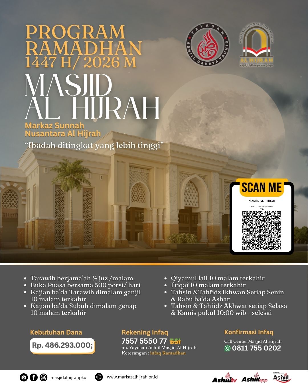 INFAQ KEGIATAN RAMADHAN 1447 H MASJID AL HIJRAH - MARKAZ SUNNAH NUSANTARA AL HIJRAH